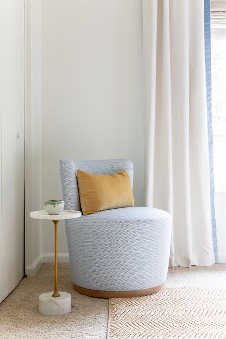 Guest room chair. Swivel chair. Interior design. Bedroom design. Custom drapery. Nashville interior design 

#LTKstyletip #LTKhome