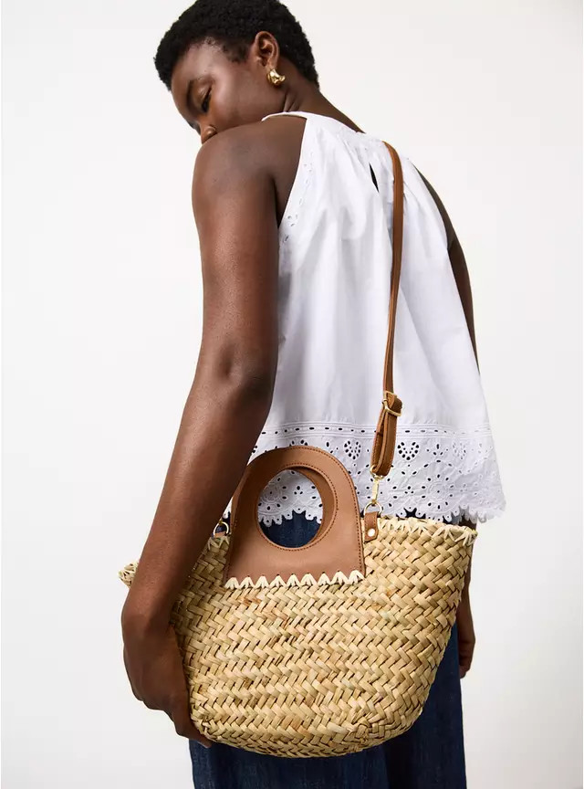 Buy Mini Handheld Straw Bag with Round Handle One Size | Bags | Tu | Tu Clothing