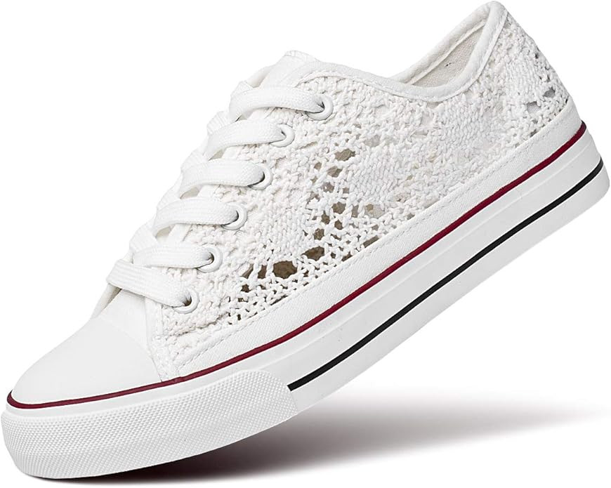ZGR Women's Fashion Canvas Sneakers Mesh Knitted Upper Low Cut Casual Shoes | Amazon (US)