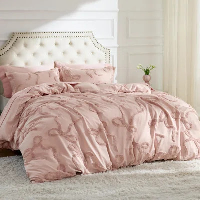 Bedsure King Size Boho Tufted Duvet Cover Set - Rose Pink Jacquard Embroidery, Farmhouse Bedding Ensemble, 3 Piece | Wayfair North America