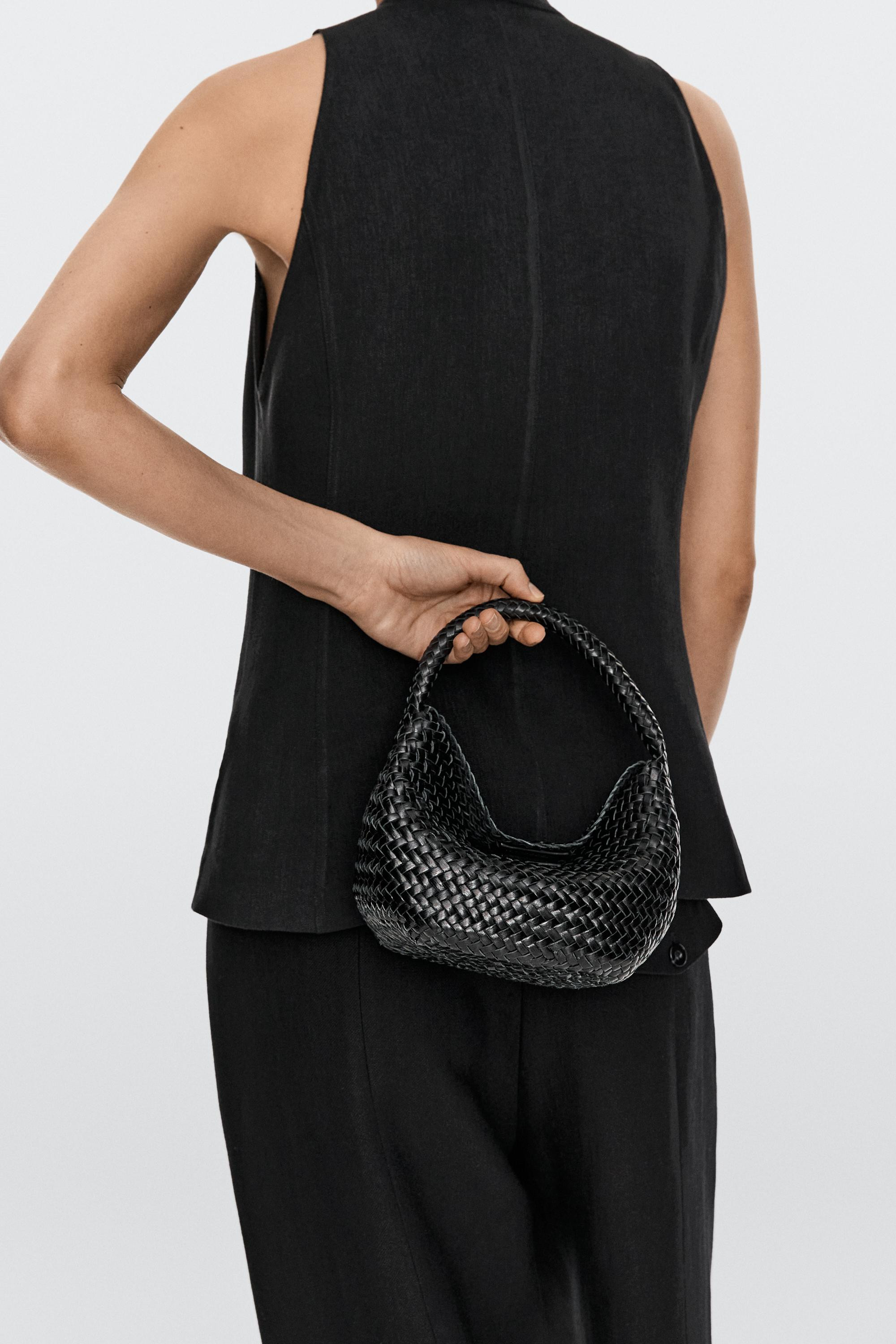 Nappa leather braided mini bag | Massimo Dutti UK