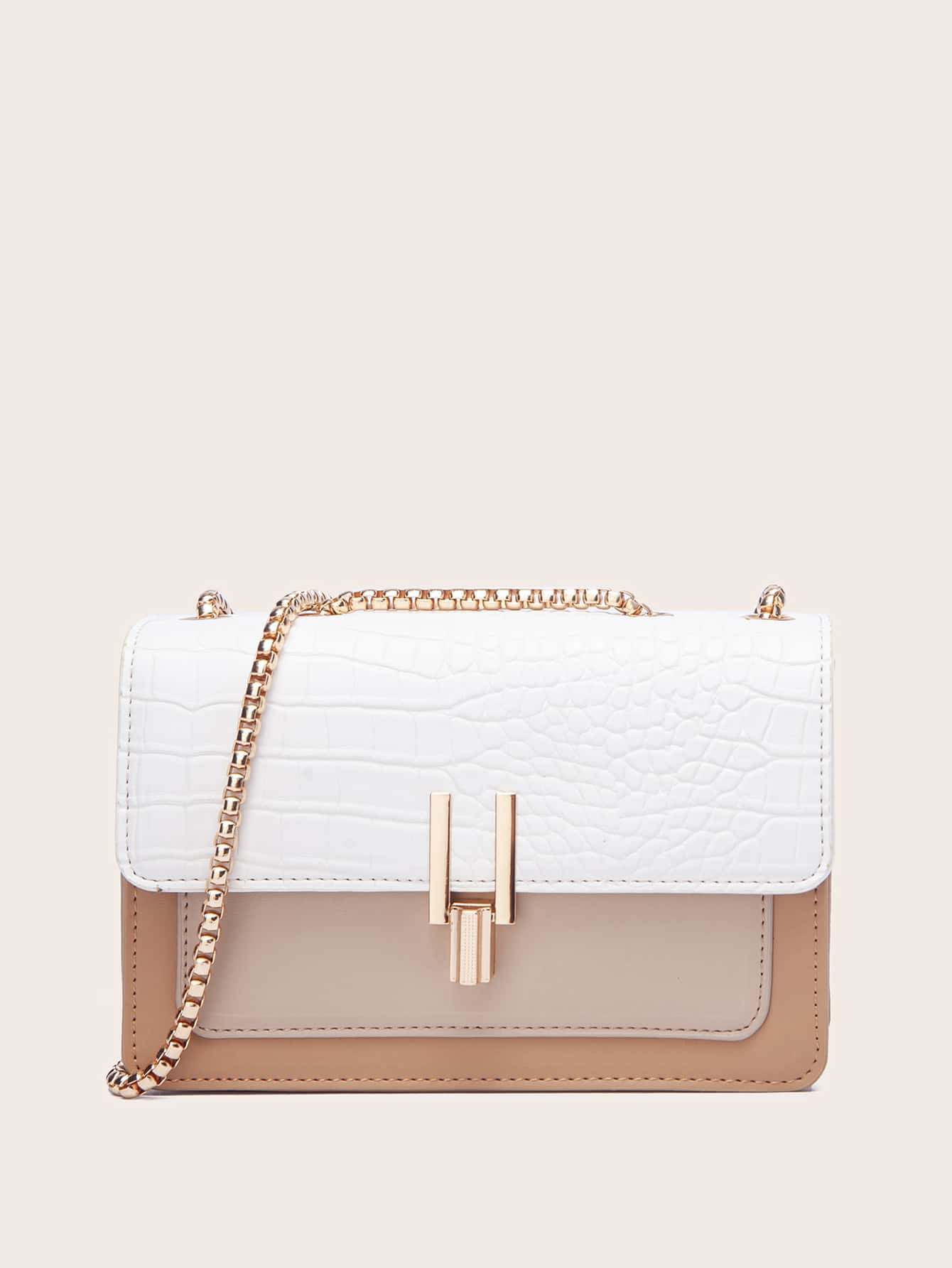Mini Croc Embossed Colorblock Shoulder Bag | SHEIN