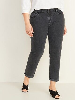Mid-Rise Boyfriend Straight Black Jeans for Women | Old Navy (US)