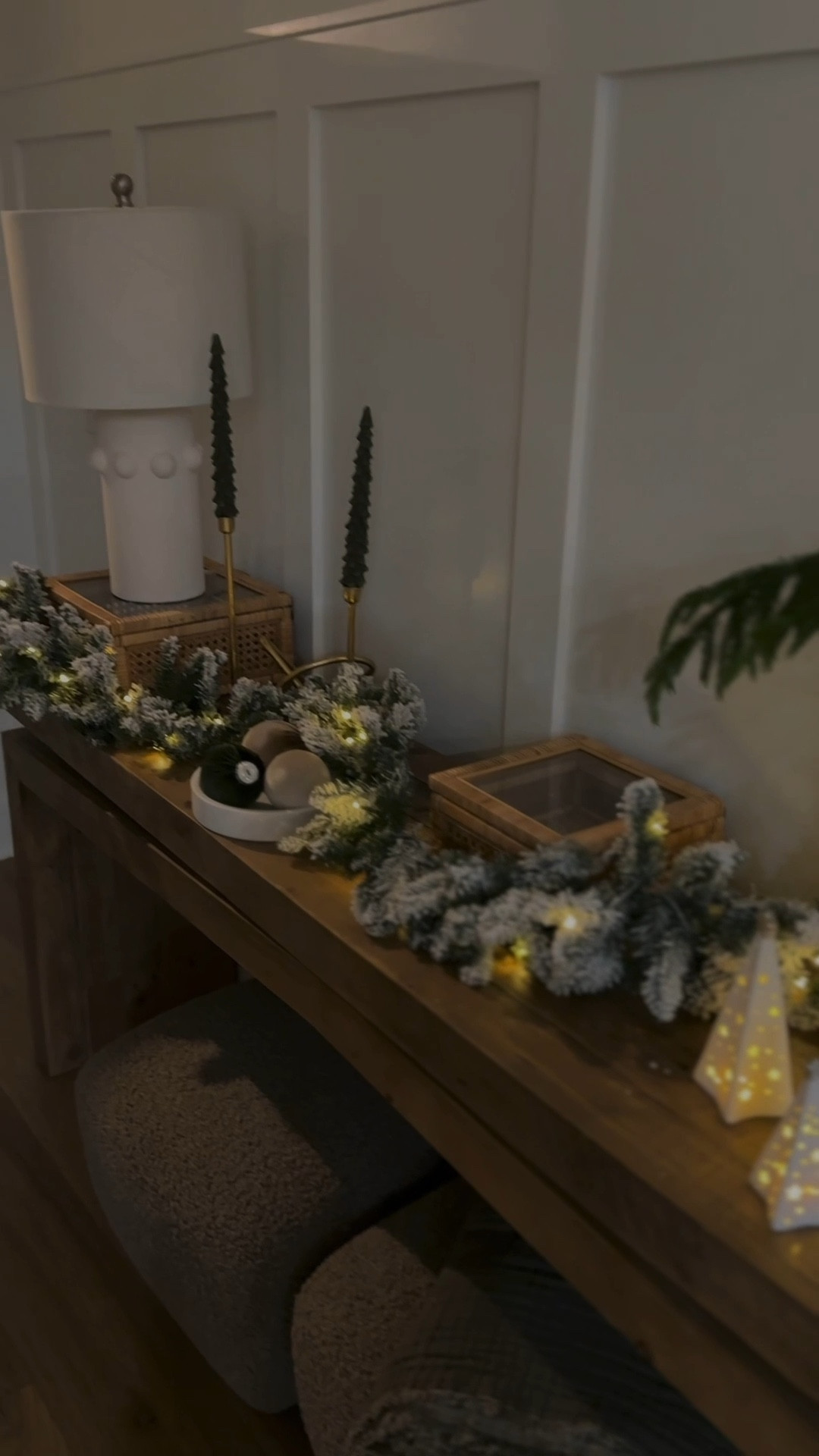 In my opinion, it’s truly never too early to decorate for Christmas! It’s no secret, that Christmas is my all time favorite holiday to decorate for! I love the twinkling lights and the garland everywhere.

Christmas decor, christmas decorating, flocked Christmas garland, flocked garland, velvet Christmas ornaments, viral velvet Christmas ornaments, Christmas tree candlesticks, Christmas tree candles, Evergreen stems, Henn Console Table, Henn Console Table styling, Christmas entryway styling, Christmas entryway decor, Christmas entryway decorating, Christmas entryway inspiration, Christmas entryway inspo, Christmas console table decor inspo, neutral Christmas decor, neutral Christmas styling, neutral home aesthetic, faux evergreen Christmas decor, transitional Christmas decor 



#LTKSaleAlert #LTKHoliday #LTKHome