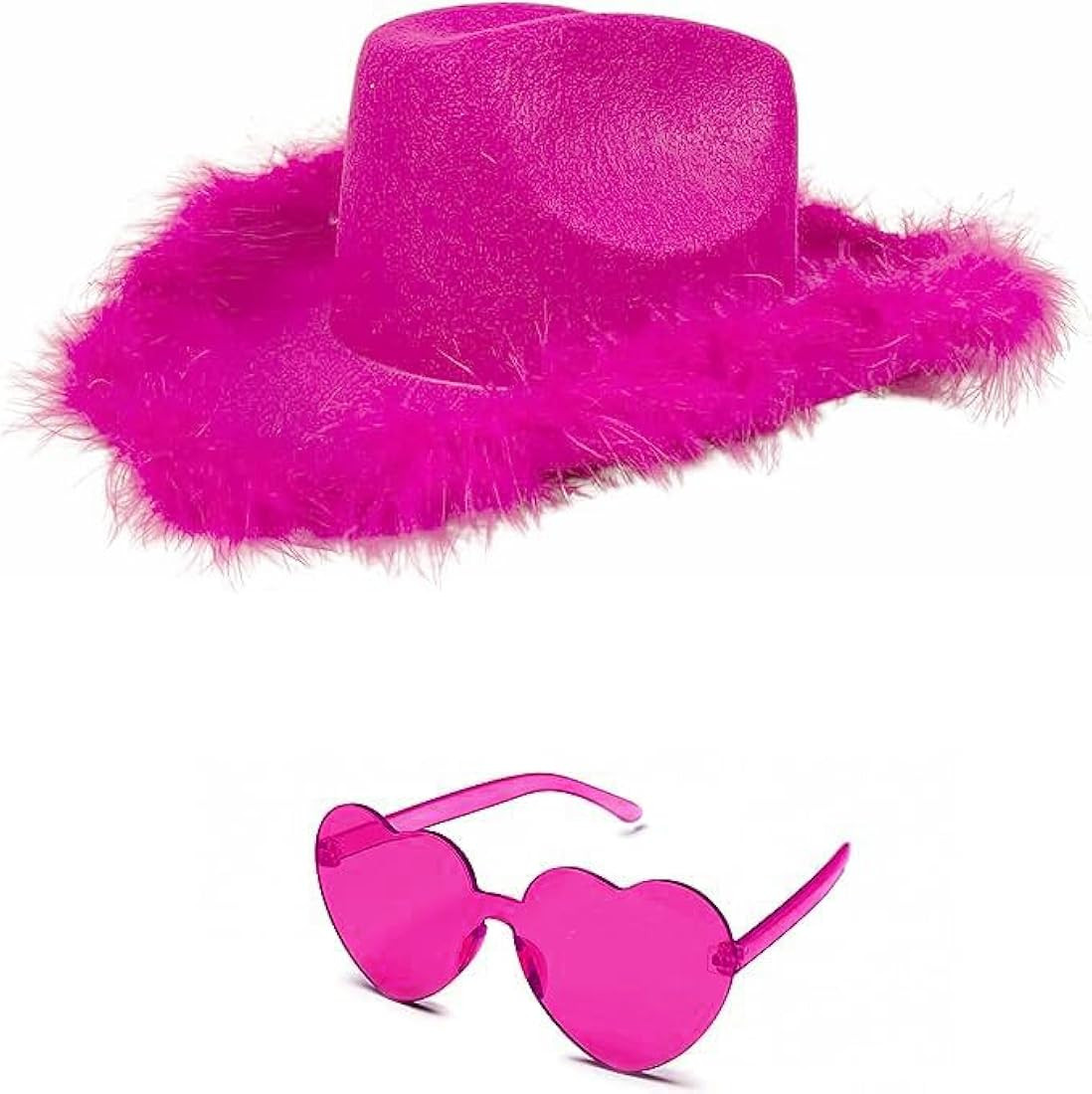 4E's Novelty Cowboy Hat with feathers With Heart Shaped Sunglasses for Women, Felt Cowgirl Hat fo... | Amazon (US)