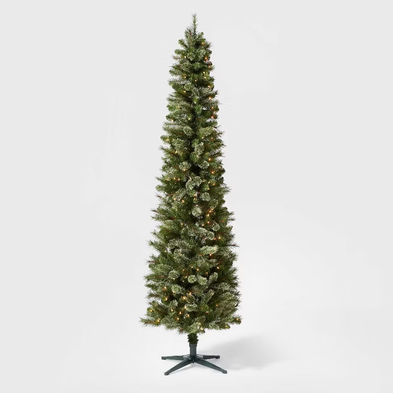 7.5' Pre-Lit Pencil Virginia Pine Artificial Christmas Tree Clear Lights - Wondershop™ | Target