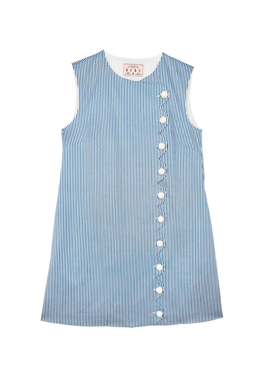 Buru x Kelly Golightly Scallop Shift Dress - Blue Stripe | Shop BURU