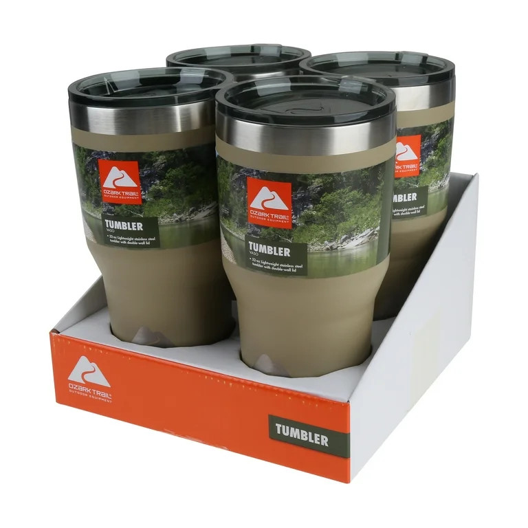 Ozark Trail Double Wall Vacuum Sealed Stainless Steel Tumbler 32 Ounce, Tan - Walmart.com | Walmart (US)