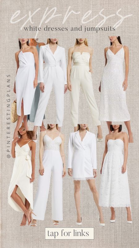 Express white dresses 40% off
White jumpsuit
Bridal
Wedding shower
White party
Vacation
