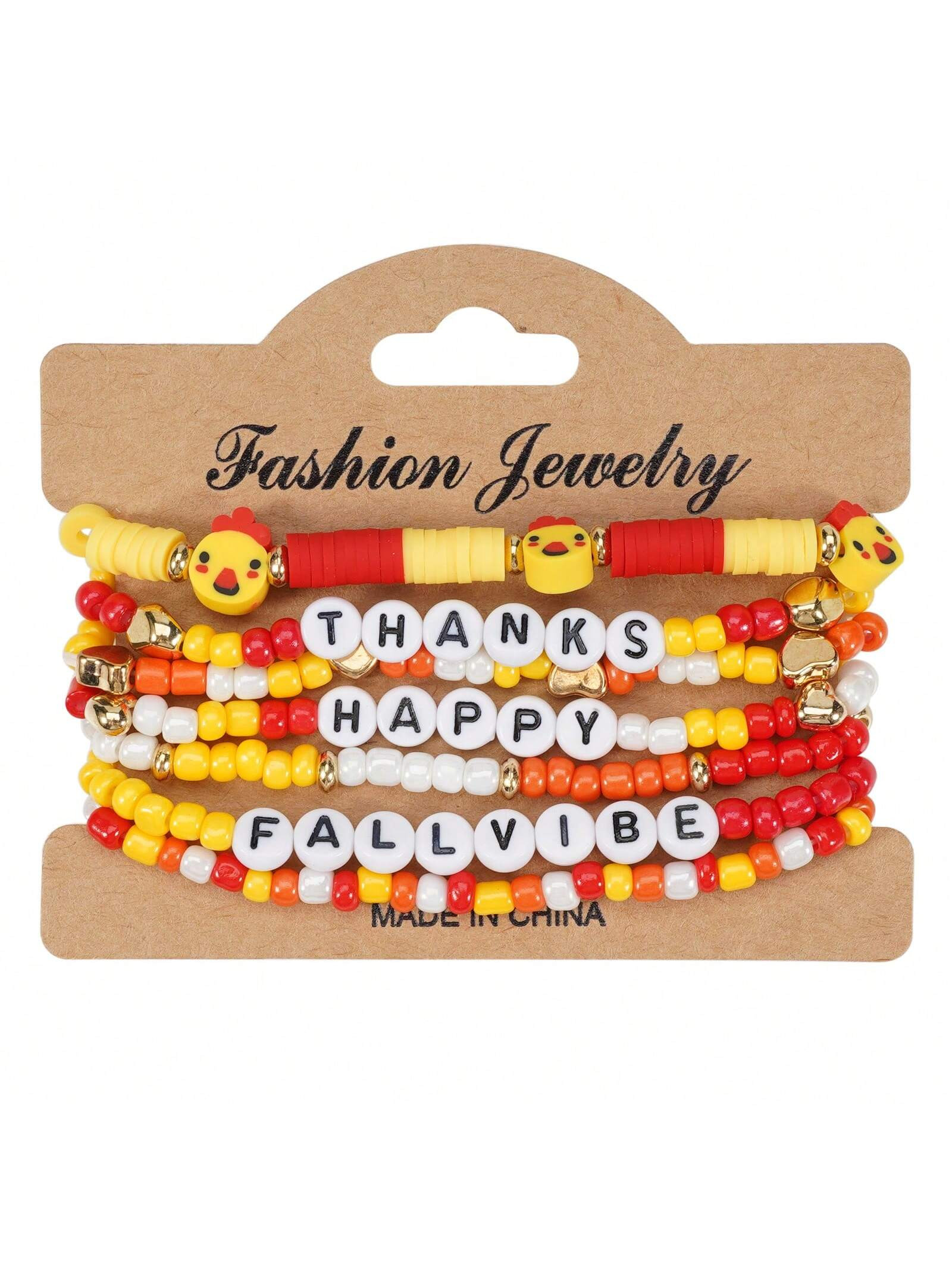 1pc Thanksgiving Beaded Stretch Bracelet, Suitable For Daily Wear | SHEIN