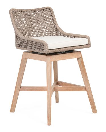 Rope Swivel Cross Weave Counter Stool With Cushion | TJ Maxx