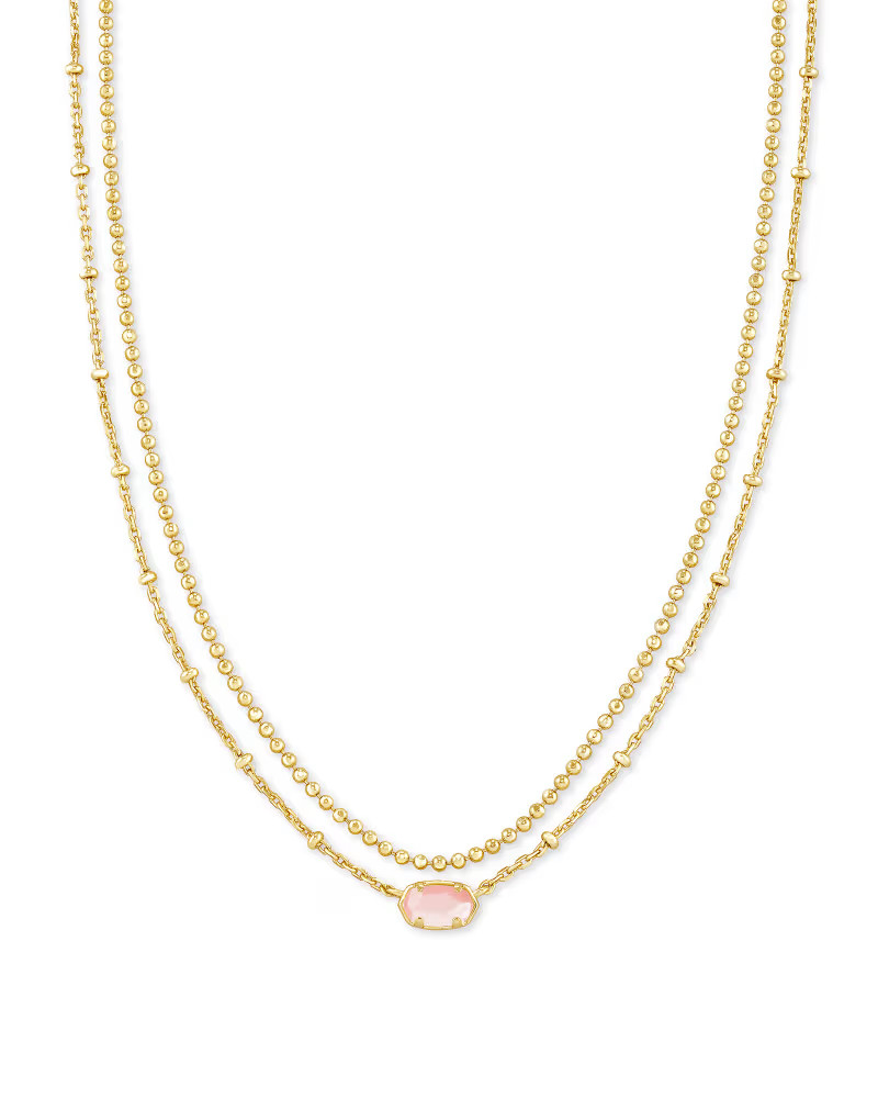 Emilie Gold Multi Strand Necklace in Rose Mother Of Pearl | Kendra Scott