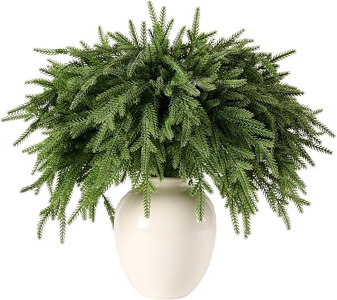 12Pcs 18'' Norfolk Pine Stems Realistic, Lifelike Christmas Greenery Pine Branches for DIY Wreath... | Amazon (US)