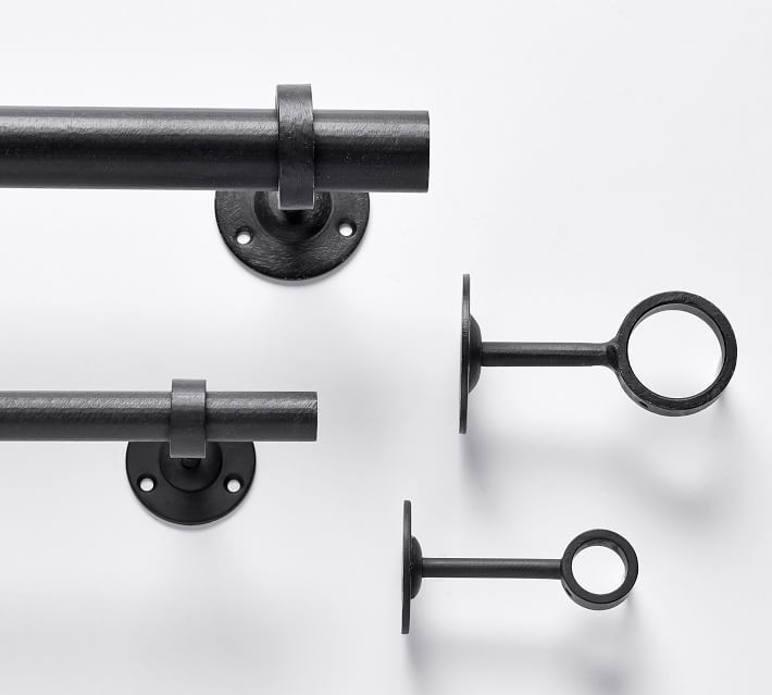 1.25" diam. Curtain Rod & Wall Bracket, Medium, 48-88" , Cast Iron Black | Pottery Barn (US)