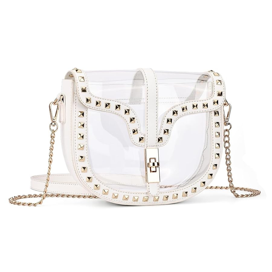 Clear Crossbody Bag for Women Stadium Approved- Vegan Leather See-Through Purse with Zipper, Styl... | Amazon (US)