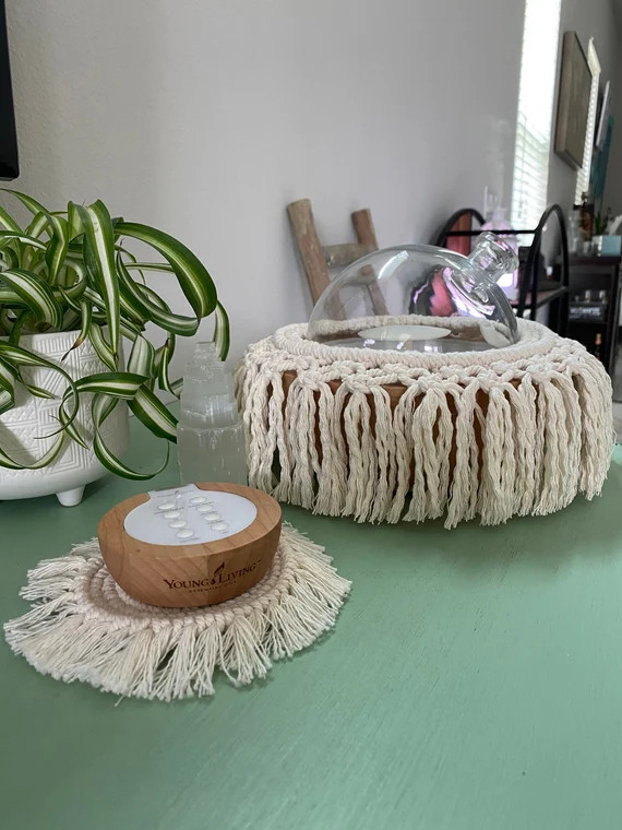 BUNDLE // Macramé Diffuser Cover & Remote Coaster | Etsy | Etsy (US)
