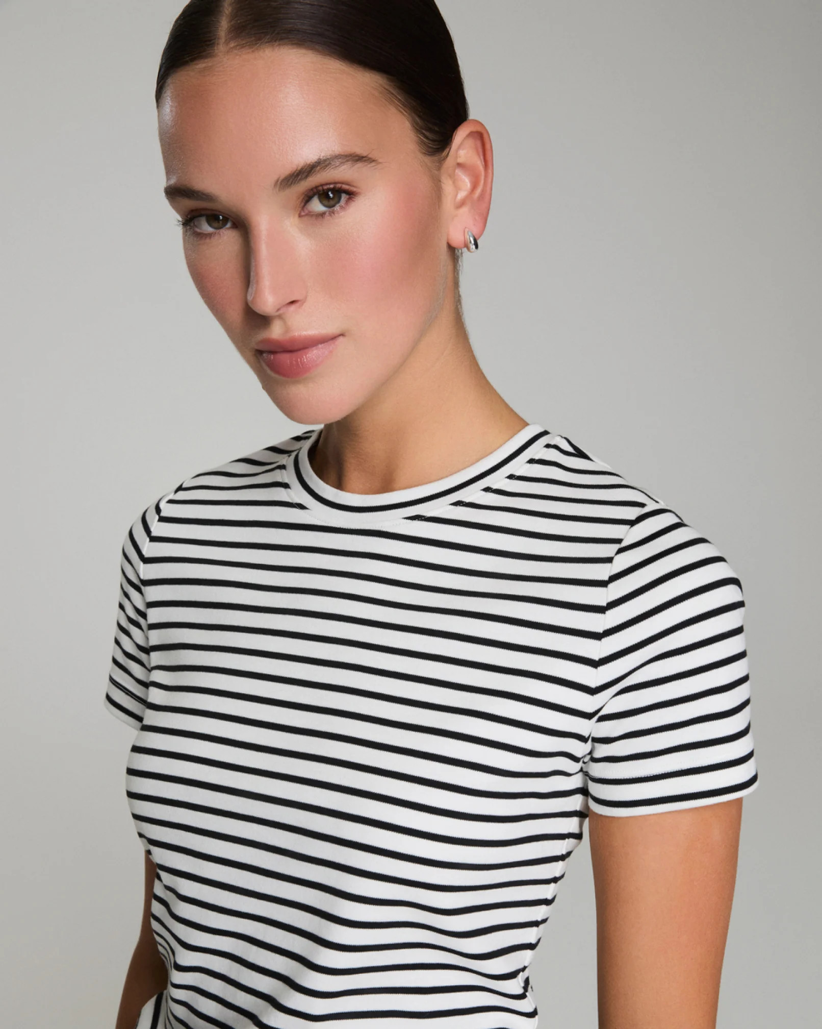 SPANX® Cotton Crewneck Tee, Stripe | Spanx