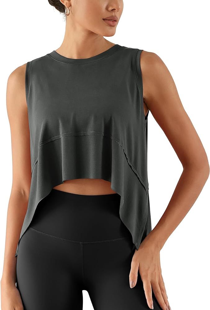 ODODOS Modal Soft Sleeveless Crop Top for Women Athletic Tee Gym Workout Cropped Yoga Tank | Amazon (US)