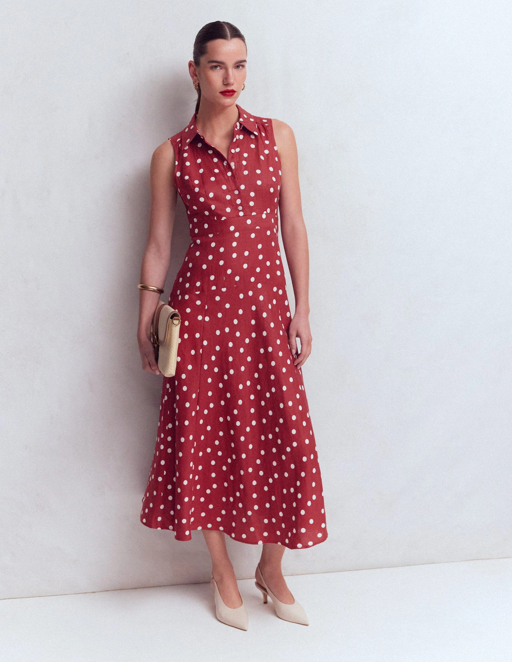 Erma Drop Waist Linen Dress
                    
                      
                        R... | Boden UK