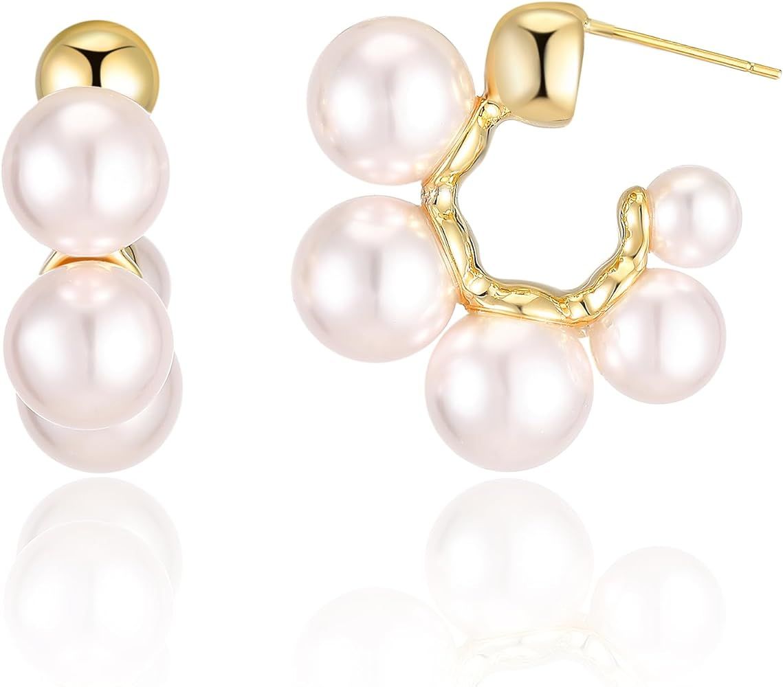 Aprilery 14K Gold Plated Hoop Earrings for Women, Trendy Twisted Rope Chunky Gold Hoop Earrings C... | Amazon (US)