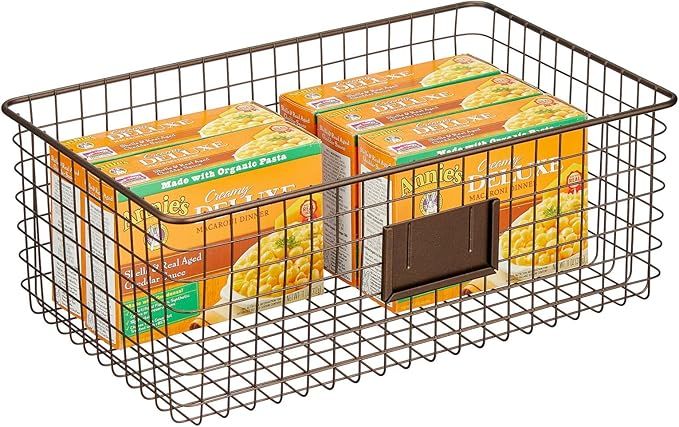mDesign Metal Wire Farmhouse Decor Food Organizer Storage Bin Basket with Label Slot for Kitchen ... | Amazon (US)