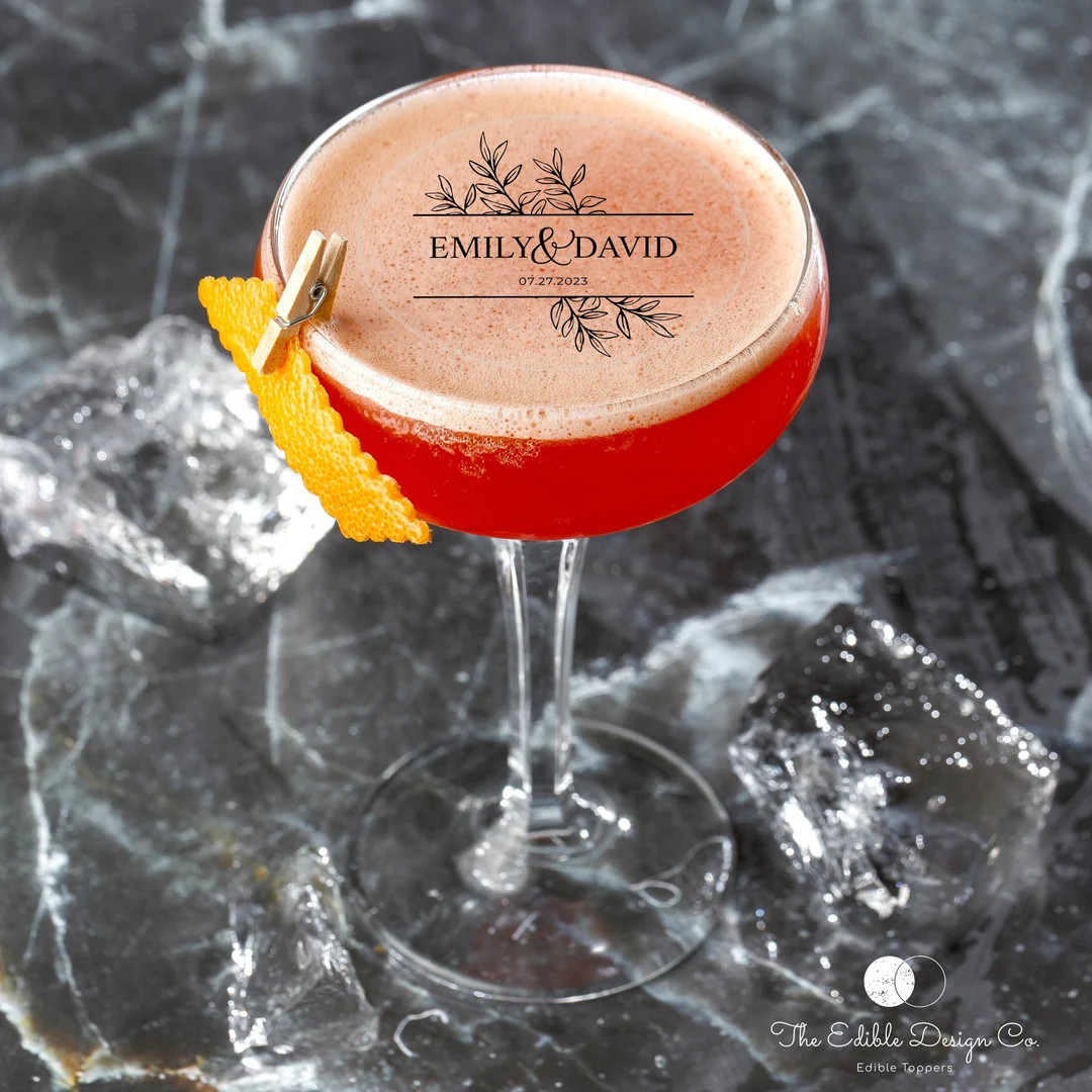 EDIBLE CLEAR circle wedding drink toppers, clear cocktail topper, custom edible drink topper, cle... | Etsy (US)