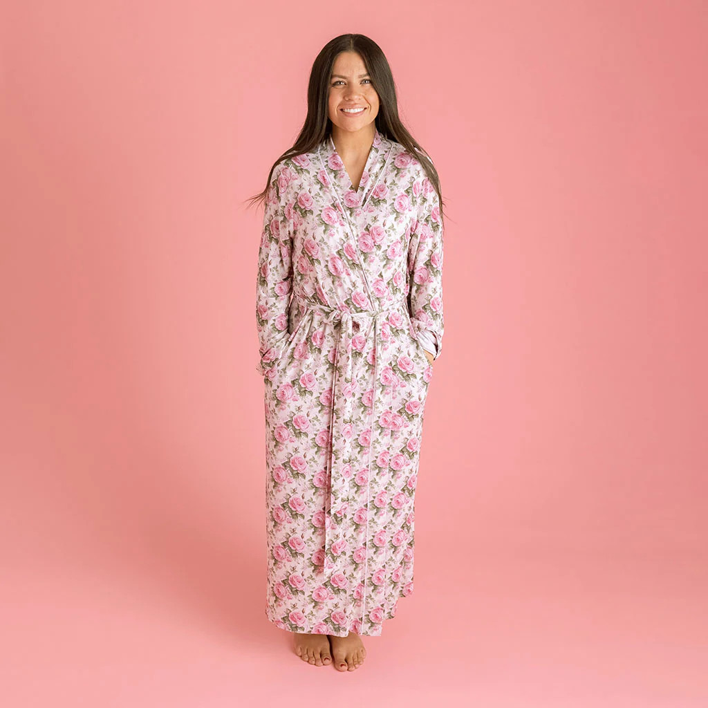 Floral Pink Adult Luxe Robe | Sandrine | Posh Peanut