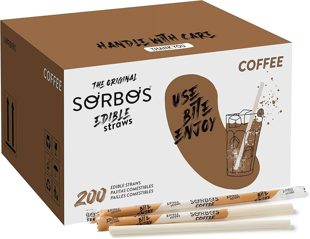 Sorbos Edible Straws, Coffee Flavored, Sustainable, Individually Packaged, No Plastic, No Allerge... | Amazon (US)
