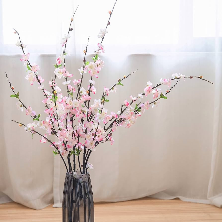 Cherry Blossom Branches, Faux Silk Artificial Flowers Plum Decoration Tree 47" Long Stems for Vas... | Amazon (US)