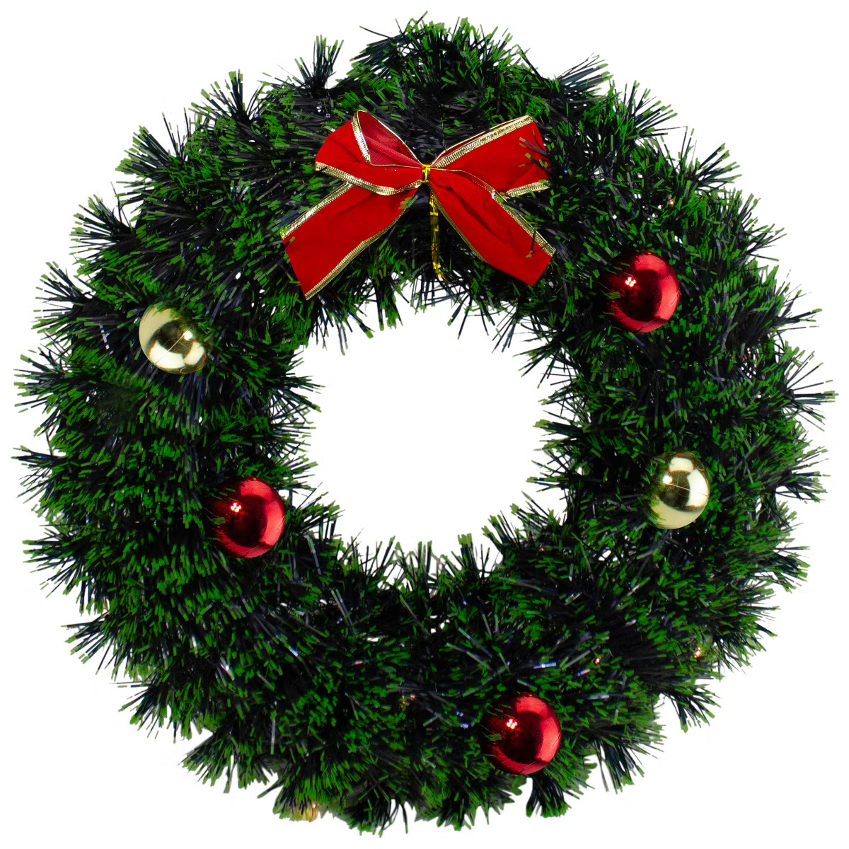 Northlight 17-Inch Green Tinsel Artificial Christmas Wreath with Bow - Unlit | Target