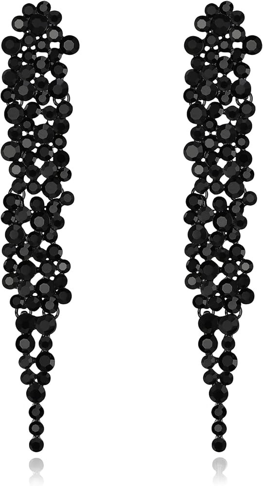 EVER FAITH Wedding Rhinestone Crystal Art Deco Statement Earring, Banquet Prom Long Chandelier Da... | Amazon (US)