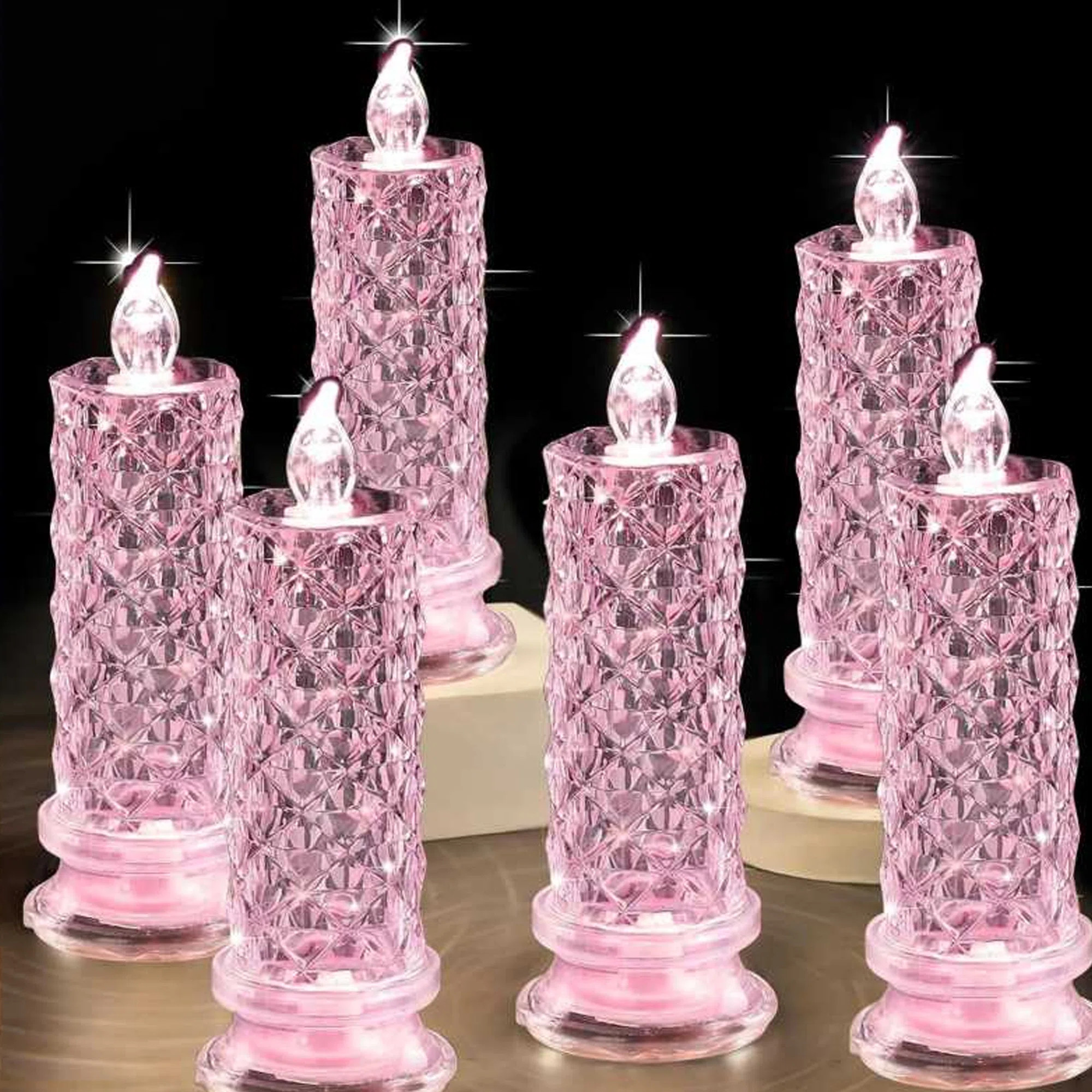 6PCS Rose Shadow LED Flameless Candles(Without Base), Outdoor Candle Decoration, Romantic Candles... | Wayfair North America