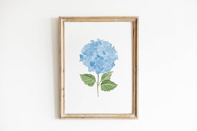 Watercolor Blue Hydrangea Print, Hydrangea Floral Watercolor Print, Blue Hydrangea Print, Waterco... | Amazon (US)