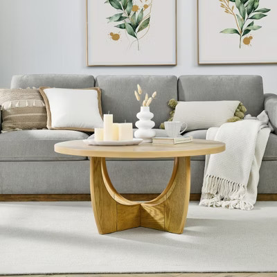 36" MDF & Wood Round Coffee Table with Cross-Leg Design for Living Room and Reception Room | Target