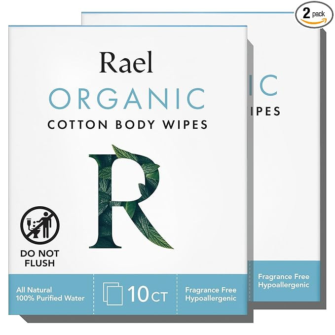 Amazon.com: Rael Organic Cotton Wipes - Body Cloth, Individually Wrapped, All Skin Types (10 Coun... | Amazon (US)