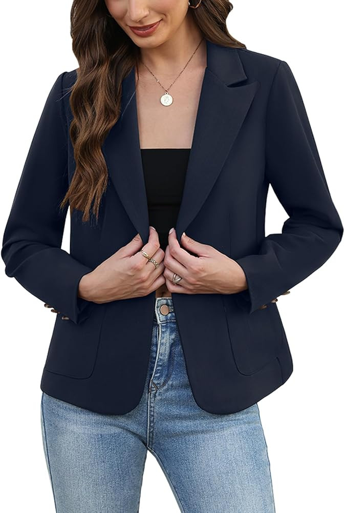 Women's Blazers Business Casual Long Sleeve Solid Jacket Professional Office Work Open Front Suit... | Amazon (US)