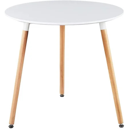 GreenForest Dining Table White Modern Round Table with Wood Legs for Kitchen Living Room Leisure Cof | Walmart (US)