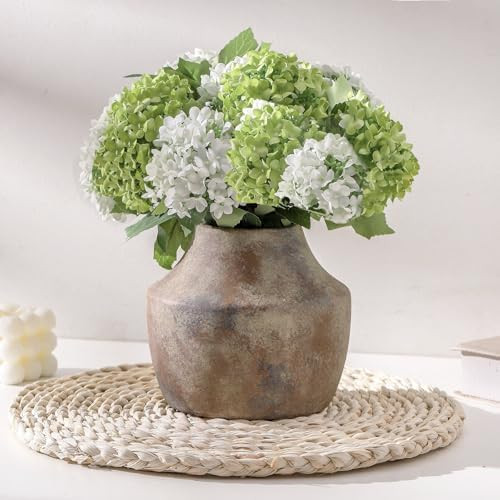 Mitt&Ditt Ceramic Flower Vase, 5.3 inch Pottery Farmhouse Rustic Vase, Handcrafted Weathered Vase... | Amazon (US)