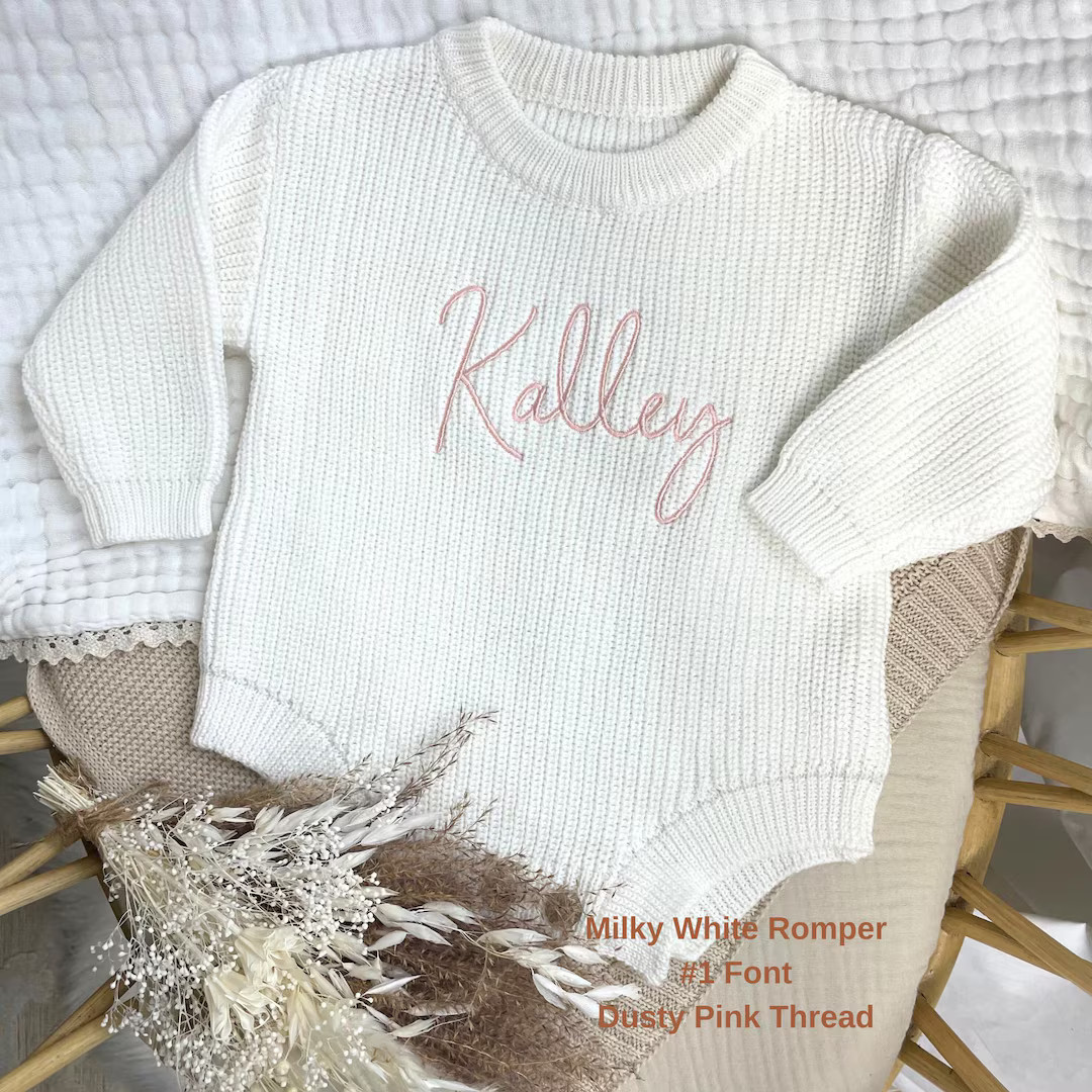 Embroidered Baby Sweater, Cotton Fleece Rompers, Personalized Infant Bodysuit, Personalized Gift ... | Etsy (US)