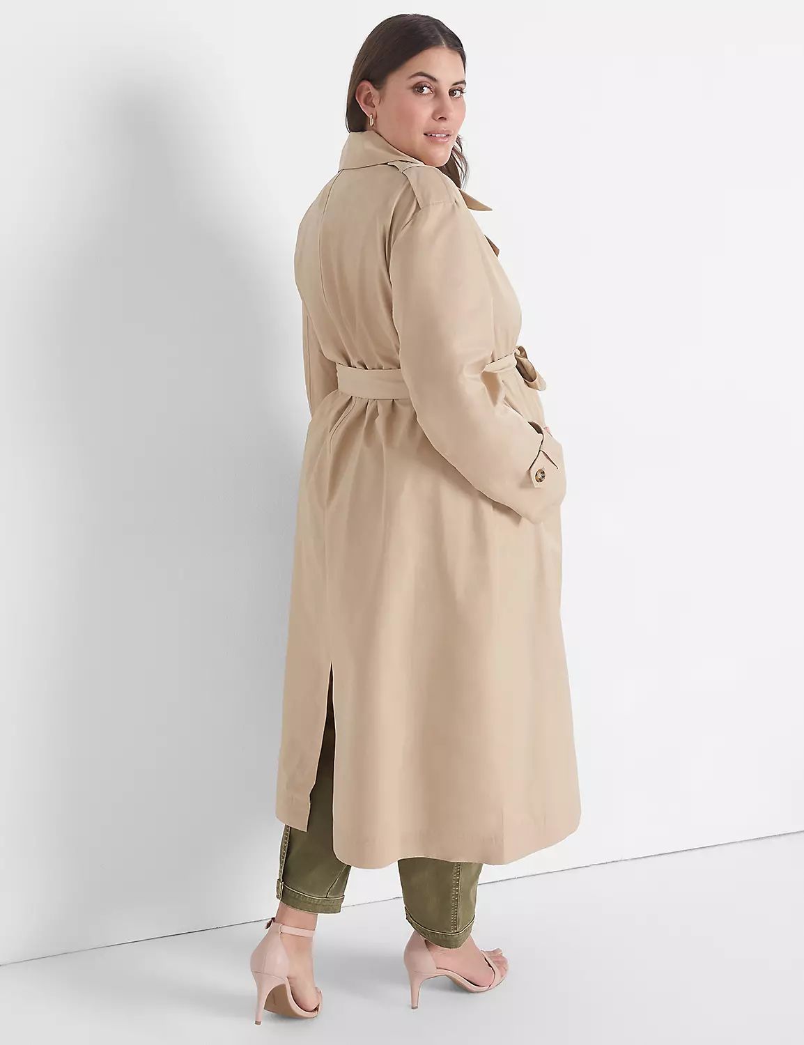 Cotton & Nylon Long Trench Coat | LaneBryant | Lane Bryant (US)