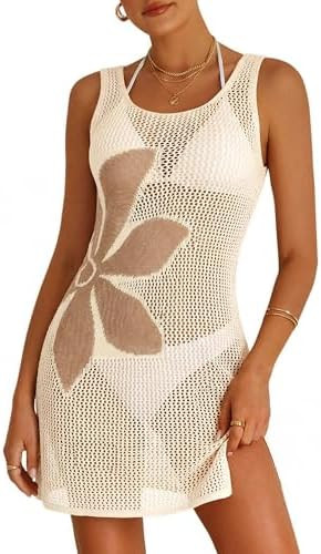 ATOG Swimsuit Coverup for Women Beach Bathing Suit Cover Ups Crochet Swimwear Summer Knit Swim Ou... | Amazon (US)