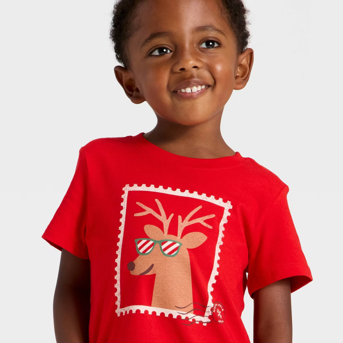 Toddler Boys' Short Sleeve Postage Reindeer Graphic T-Shirt - Cat & Jack™ Red 3T | Target