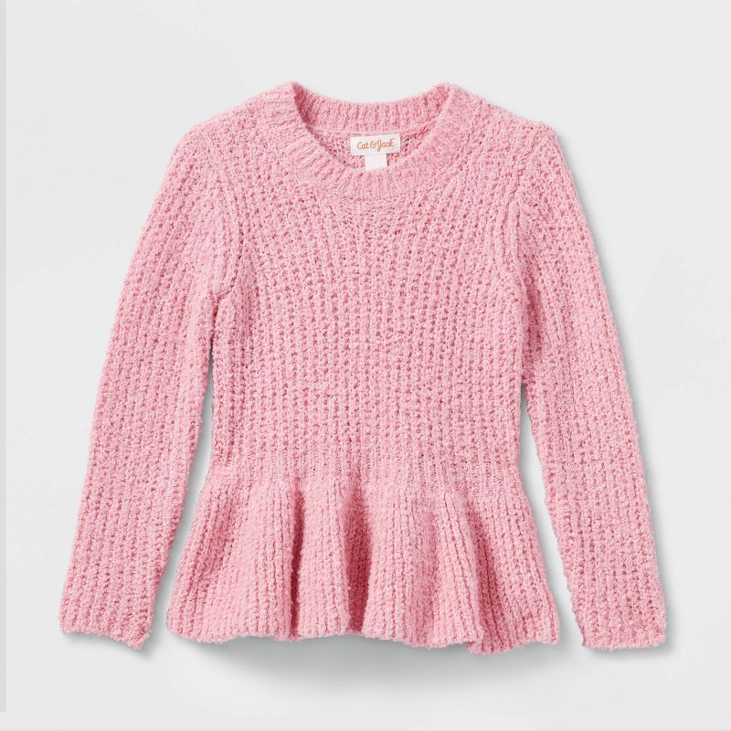 Toddler Girls' Solid Peplum Sweater - Cat & Jack™ Pink | Target