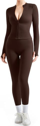 SUUKSESS Women 2 Piece Seamless Ribbed Workout Sets With Zip Up Jacket High Waisted Gym Yoga Legg... | Amazon (US)