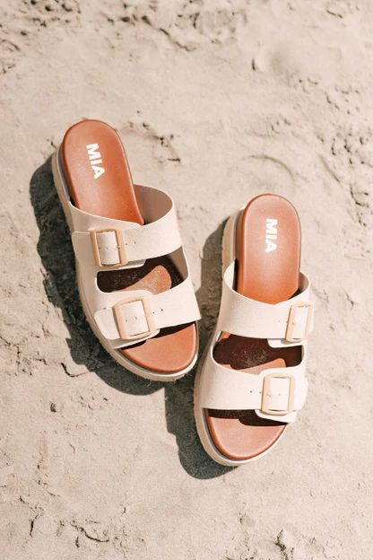 MIA Kely Natural Platform Slide Sandals | Magnolia Boutique