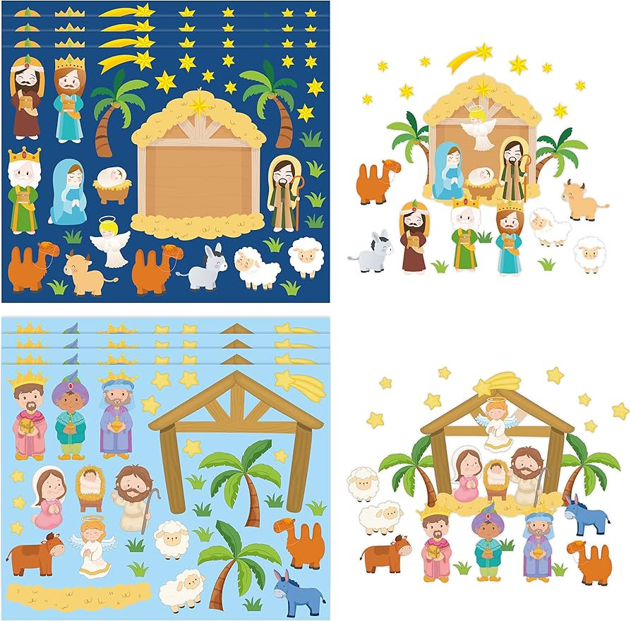 Haooryx 50Pcs Make a Nativity Scene Stickers, Birth of Jesus Mix and Match Stickers for Nativity ... | Amazon (US)
