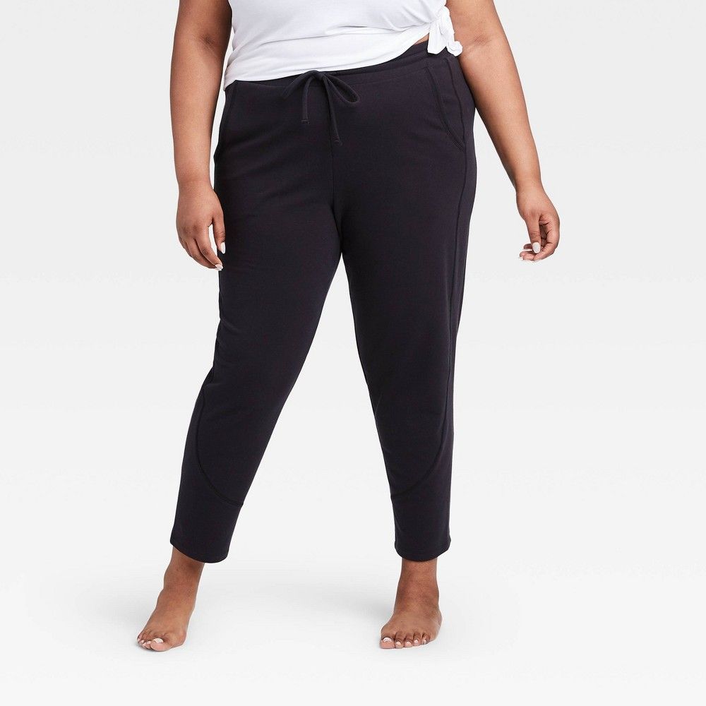 Women's Plus Size French Terry Joggers 27"" - All in Motion Black 2X, Women's, Size: 2XL | Target