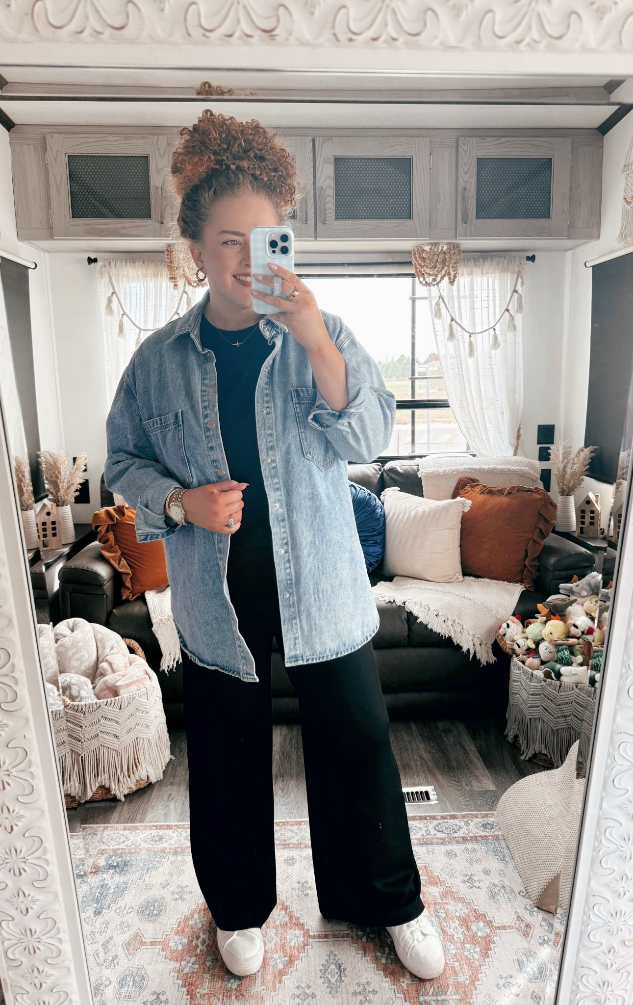 This is my kind of travel outfit 😌 Comfy, lightweight, and still looks super put together even after a long day of moving around.👏 I love the oversized denim shacket layered over this set for that effortless “chic but not trying too hard” vibe, and white sneakers just make it easy for all day wear🖤 black two piece set | travel chic outfit | airport outfit inspo | matching set outfit | oversized denim shacket outfit | layered travel outfit | comfy airport style | white sneakers outfit | effortless travel look | chic travel outfit idea | lightweight travel outfit | summer travel outfit | relaxed fit matching set | easy airport outfit | laid back travel style | minimalist travel outfit | amazon fashion finds | affordable travel outfit | comfy chic outfit | everyday travel style

#LTKdayinmylife #LTKootd #LTKMidsize