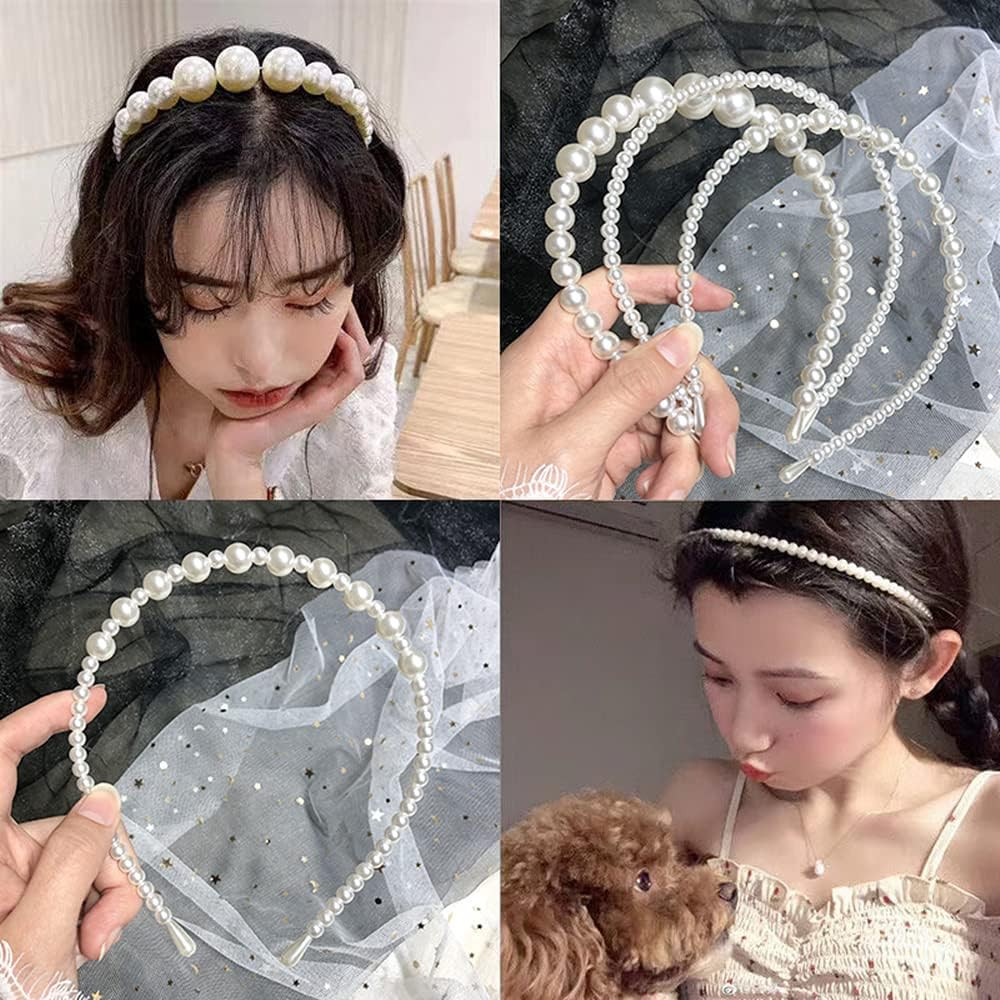Pearl Headbands Beads Hair Hoop Solid Headwear Daily Use Hair Accessories for Women Girls (02) | Amazon (UK)