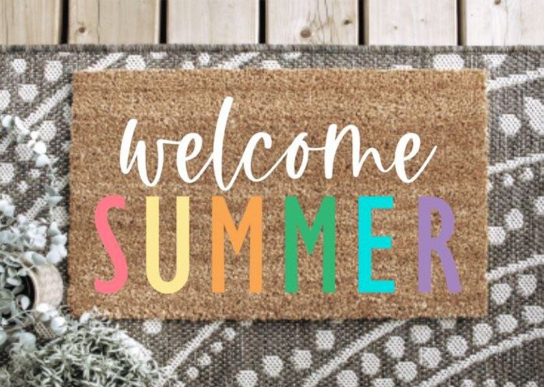 Welcome Summer Doormat Coir Doormat Outdoor Rug Spring | Etsy | Etsy (US)